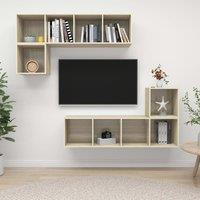 Berkfield Home 4 Piece TV Cabinet Set Sonoma Oak Engineered Wood in Brown