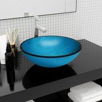 Berkfield Home Basin Tempered Glass 42x14 cm Blue