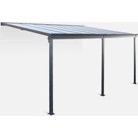 sweeek 3x4m Aluminium Lean-to Pergola With Gutter in Dark Grey