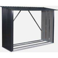 sweeek 80x215x155cm Firewood Storage Shed In Galvanised Steel in Dark Grey | Size: 80 x 215 x 155 cm