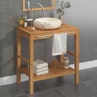 Berkfield Home Bathroom Vanity Cabinet Solid Teak with Sink Marble Cream in Brown