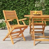Berkfield Home Folding Garden Chairs 2 pcs 55x62x90 cm Solid Wood Teak in Brown | Size: 55 x 62 x 90 cm
