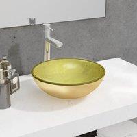 Berkfield Home Basin Tempered Glass 35x12 cm Gold