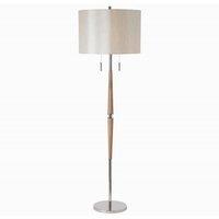 Netlighting Altesse Floor Lamp Natural Wood Oatmeal Silk Effect E27 in Brown