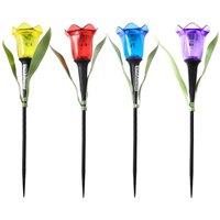 Voltico Set of 4 Solar Tulip Stake Lights Bright White LED | Size: 4 Pack