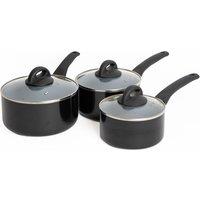 MasterClass 3pc Ceramic Non-Stick Aluminium Saucepan Set with 16cm, 18cm & 20cm Saucepans with Lids | Size: Large