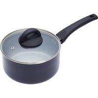 MasterClass 4pc Ceramic Non-Stick Saucepan Set, Includes 14cm Milk Pan & 3x Induction-Safe Saucepans Sized 16cm, 18cm & 20cm in Grey | Size: Large