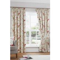 Fusion 'Jeannie' 100% Cotton Light Filtering Pair of Pencil Pleat Curtains in Red | Size: 229 cm width x 229 cm drop