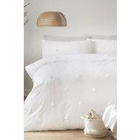 Appletree 'Dot Garden' 100% Cotton Embellished Duvet Cover Set in White | Size: Super King