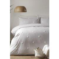 Appletree 'Dot Garden' 100% Cotton Embellished Duvet Cover Set in Silver | Size: Super King