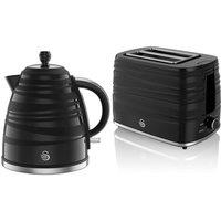 Swan Symphony Collection: Kettle, 2 Slice Toaster in Black