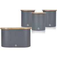 Swan Bread Bin & Canisters Set in Grey