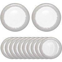 Neel Blue 33cm Set of 12 Charger Plates Trim Glass Plates for Dinner Table Decoration in Silver