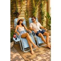 Neo Zero Gravity Recliner Garden Sun Loungers in Aqua