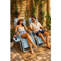 Neo Zero Gravity Recliner Garden Sun Loungers in Baby Blue