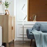 HOMCOM Modern Spiral Floor Lamp Dimmable Standing Lamp for Living Room in Silver