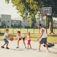 HOMCOM 1.55-2.1m Basketball Hoop & Stand w/ Fillable Base, Wheels - Black