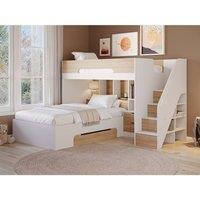 Flair Greyson Staircase Triple Bunk Bed with Storage in Light Oak | Size: Small Double