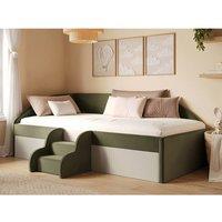 Flair Aviana Velvet Low Sleeper Bed with Beige Cord in Green | Size: Single