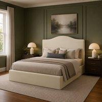 Desire Deco Designer Plush Velvet Brooklyn Bed Frame in Cream | Size: Small Double