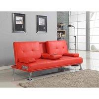 Comfy Living Ltd Faux Leather Italian Style Luxury Sofa Bed with Bluetooth Speakers in Red