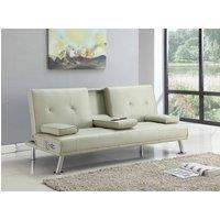 Comfy Living Ltd Faux Leather Italian Style Luxury Sofa Bed with Bluetooth Speakers in Cream