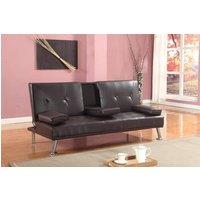 Comfy Living Ltd Faux Leather Italian Style Luxury Sofa Bed with Drink Cup Holder in Black