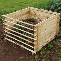 Primrose 530L Outdoor Wooden Compost Bin Composter with Slatted Design 92cm in Beige