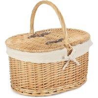 Red Hamper Wicker Cotton Lined Buff Oval Shopping Basket in White