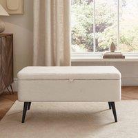 GFW Lola Boucle Teddy Ottoman Storage Bench in Cream