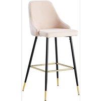 Hygrad Built to Survive Velvet Bar Stools Set of 2 Breakfast Chair, High Stool Black Metal Leg in Beige
