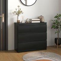 HOMCOM Chest of Drawers, 3 Drawer Storage Cabinet Unit for Bedroom in Black
