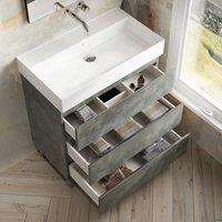 Banyetti Vatilla 800mm Floorstanding Vanity Unit with Veneto 0 TH Basin-Cemento in Grey