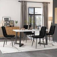 Merax Marble Effect Rectangular Dining Table with Metal Legs 117 x 68 cm in Black