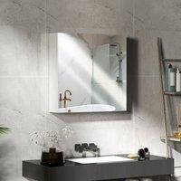 HOMCOM Bathroom Mirror Cabinet Wall Mounted, 60 x 15 x 60 cm, White | Size: W600mm x H600mm