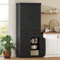 HOMCOM Freestanding Kitchen Storage Cabinet Drawer Cupboards Shelves, Black