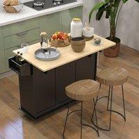 HOMCOM Kitchen Island on Wheels, Kitchen Cart with Drop Leaf, Black