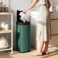 HOMCOM 50L Sensor Bin, Touchless Kitchen Bin, Battery Operated, Dark Green