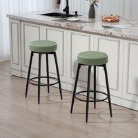HOMCOM 360 Degree Swivel Bar Stools Set of 2, PU Leather Barstools with Footrest in Green