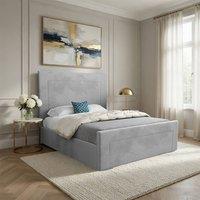 Casani Kemsing Upholstered Grey Soft Velvet Designer Bed Frame | Size: Single