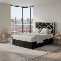 Casani Mallerstang Upholstered Soft Velvet Black Metal Designer Bed Frame | Size: King
