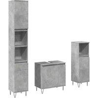 Berkfield Home 3 Piece Bathroom Furniture Set Concrete Grey Engineered Wood