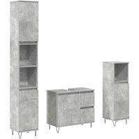 Berkfield Home 3 Piece Bathroom Furniture Set Concrete Grey Engineered Wood
