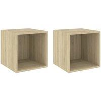 Berkfield Home Wall Cabinets 2 pcs Sonoma Oak 37x37x37 cm Engineered Wood in Light Oak | Size: 37 x 37 x 37 cm
