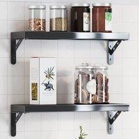 Berkfield Home Shelf Brackets 4 pcs 15x2.5x11.5 cm Black Stainless Steel