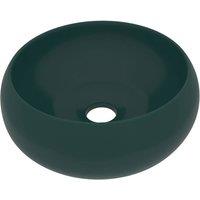 Berkfield Home Luxury Wash Basin Round Matt Dark Green 40x15 cm Ceramic