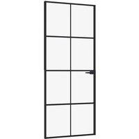 Berkfield Home Interior Door Black 83x201.5 cm Tempered Glass&Aluminium