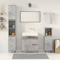 Berkfield Home Durable 3 Piece Bathroom Furniture Set Concrete Grey Engineered Wood