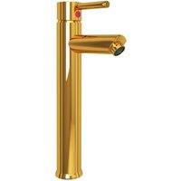Berkfield Home Durable Bathroom Sink with Tap & Push Drain Gold Tempered Glass