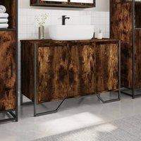 Berkfield Home Modern Bathroom Sink Cabinet Smoked Oak 91x35x60 cm Engineered Wood | Size: 91 x 35 x 60 cm